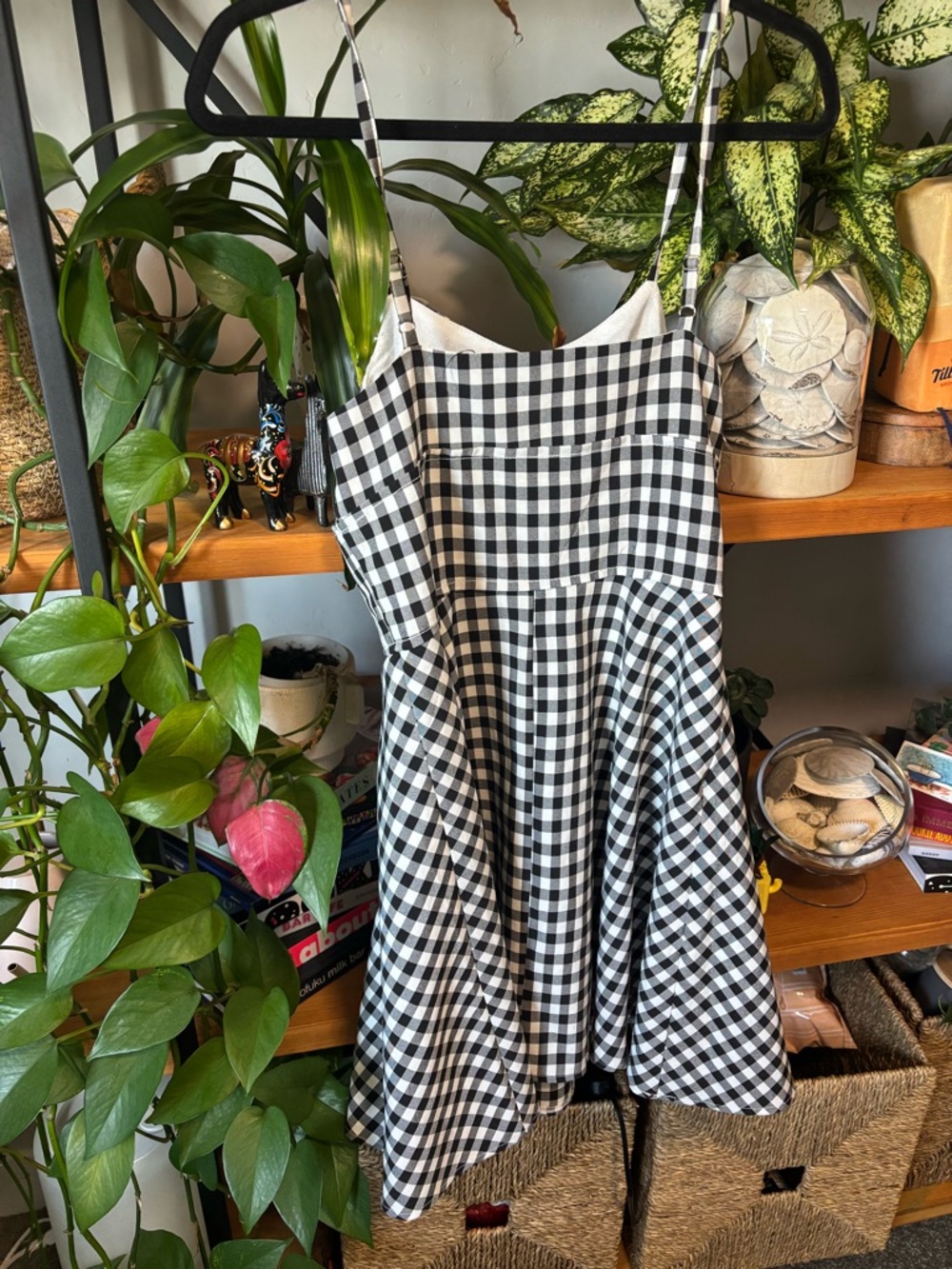Natural Life Black & White Gingham Lace-Up Sundress | Medium - Picture 5 of 5